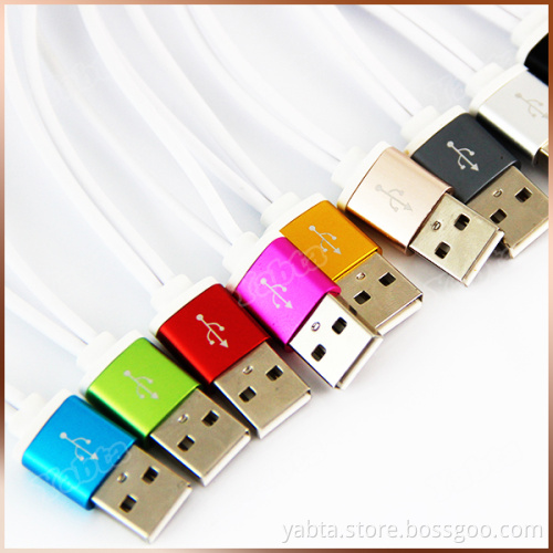 Colorful Aluminum Short USB Cable, 2 in 1 usb cable for Iphone Samsung charge cable